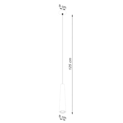 Schéma de cotes de la Suspension Electra Noir, cône 7,5 x 32,5 cm, câble 125 cm