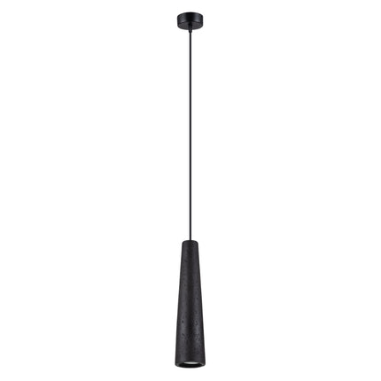 Suspension Electra en Béton Noir, câble noir, éteinte