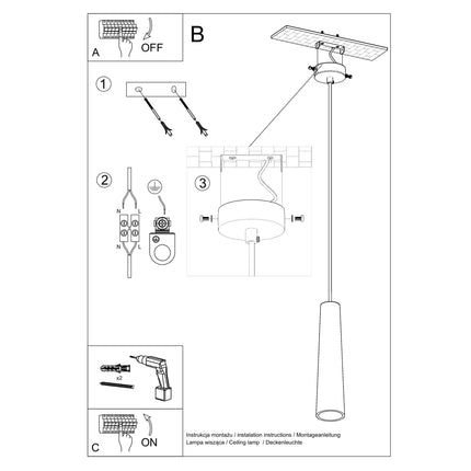 Instructions de montage au plafond de la suspension Electra en céramique blanche