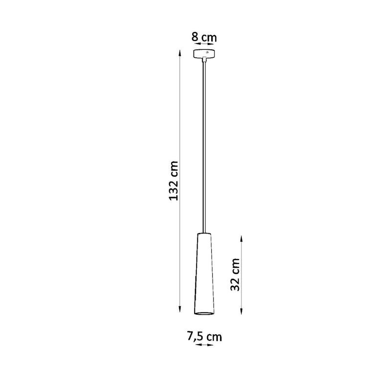 Dimensions Suspension Electra en céramique blanche, cône élancé