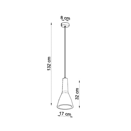 Suspension Empoli en béton allumée diffusant une lumière douce vers le bas