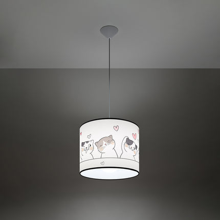 Suspension Enfant Chat 30 cm, détail de l'illustration de l'abat-jour