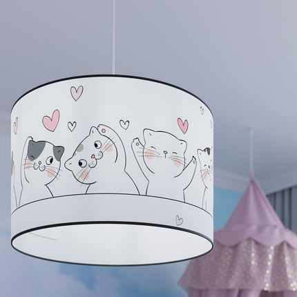 Suspension enfant Chat 40 cm, schéma de montage du câble et de la rosace au plafond