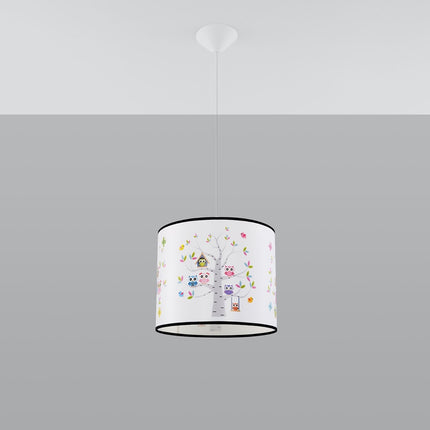 Suspension Enfant Hiboux 30 cm, vue de face avec son point d'accroche