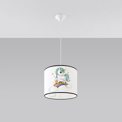 Suspension Enfant Licorne 30 cm, vue de face avec son point d'accroche