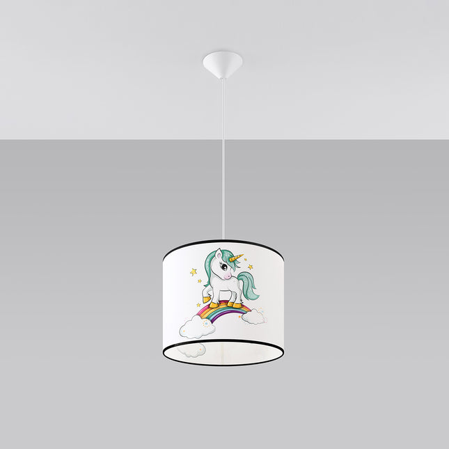 Suspension Enfant Licorne 30 cm, vue de face avec son point d'accroche