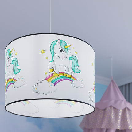 Suspension Enfant Licorne 40 cm, détail du montage et du câble