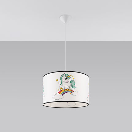 Suspension Enfant Licorne 40 cm, vue de face avec son point d'accroche