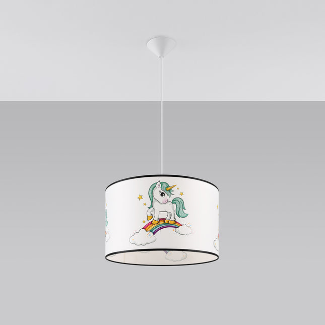 Suspension Enfant Licorne 40 cm, vue de face avec son point d'accroche