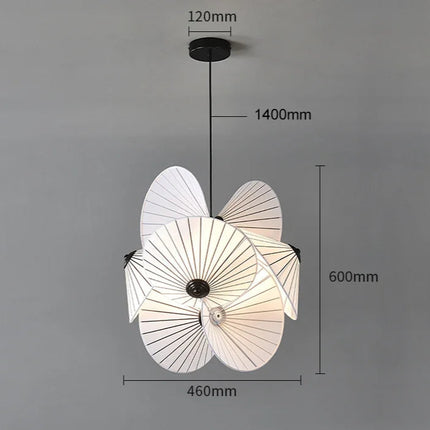 Schéma des dimensions de la suspension : 46 cm de large, 60 cm de haut, câble de 140 cm