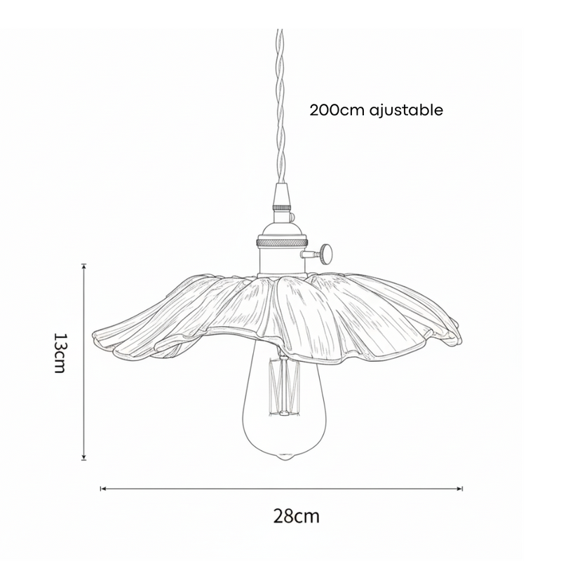 Dimensions Hängeleuchte Messing und Glas Grün Vintage Blume