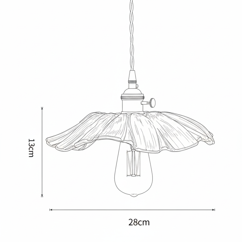 Dimensions Suspension Fleur en Verre Rosé et Laiton Vintage