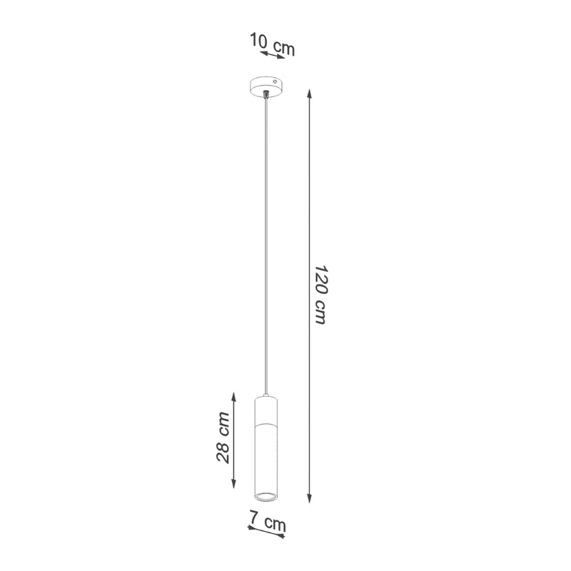 Dimensions Suspension Fusion Minimaliste 1 Spot en Béton et Bois Gris