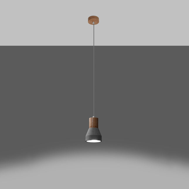 Suspension Fusion Naturelle grise allumée, diffusant une lumière douce et chaleureuse