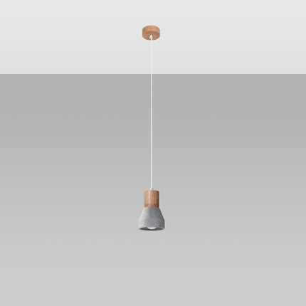Suspension Fusion Naturelle en béton gris et bois naturel, présentée en packshot sur fond neutre