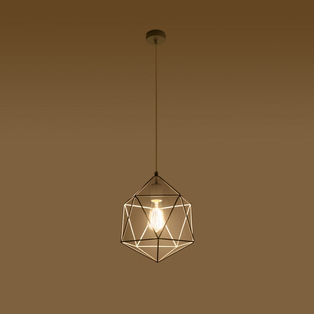 Suspension Gaspare blanche à facettes dans un salon contemporain