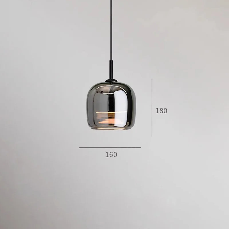 Dimensions Lámpara colgante nórdica moderna de cristal negro