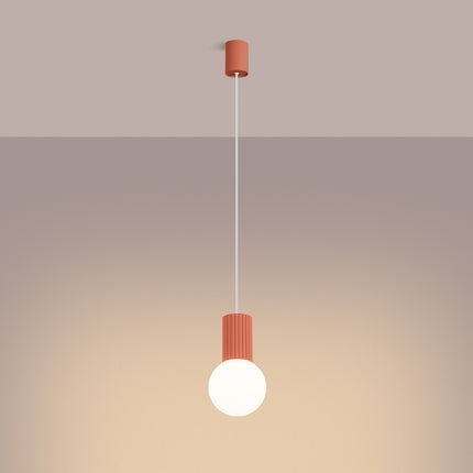 Suspension Halo 1 pêche, détail du cylindre nervuré en aluminium et du câble de suspension