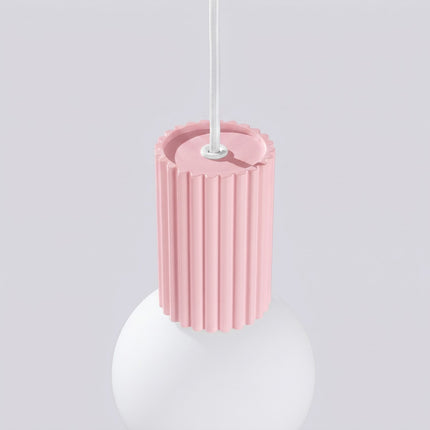 Suspension Halo 1 rose poudré, détail du cylindre nervuré