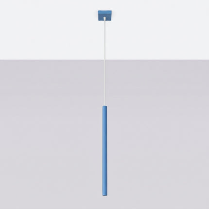 suspension halo 1 tube bleu azur en acier, vue en situation