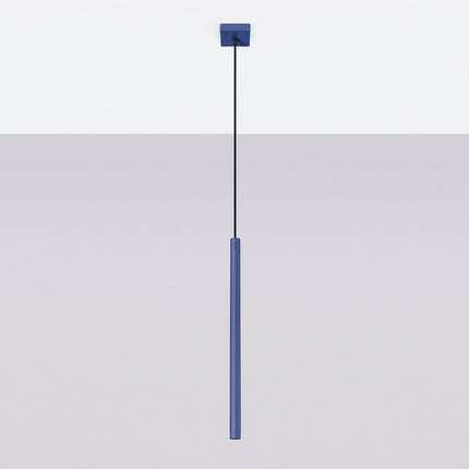 suspension halo 1 tube bleu outremer en acier, vue en situation