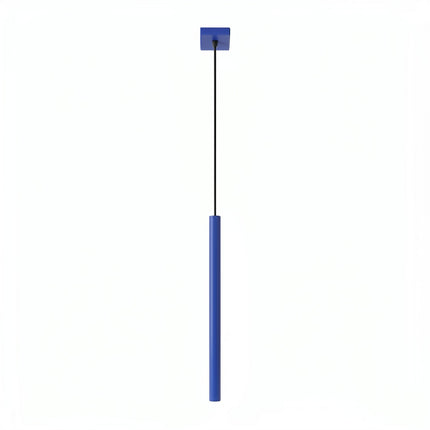 suspension halo 1 tube bleu outremer en acier, packshot sur fond blanc