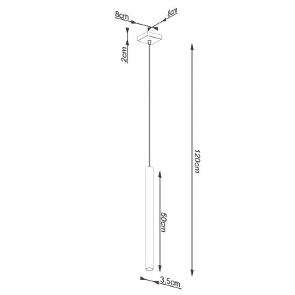 Schéma technique des dimensions de la suspension Halo 1 bois naturel avec cotes en centimètres