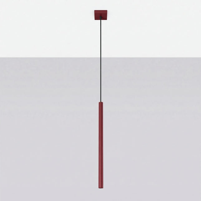 suspension halo 1 tube bordeaux en acier, vue en situation