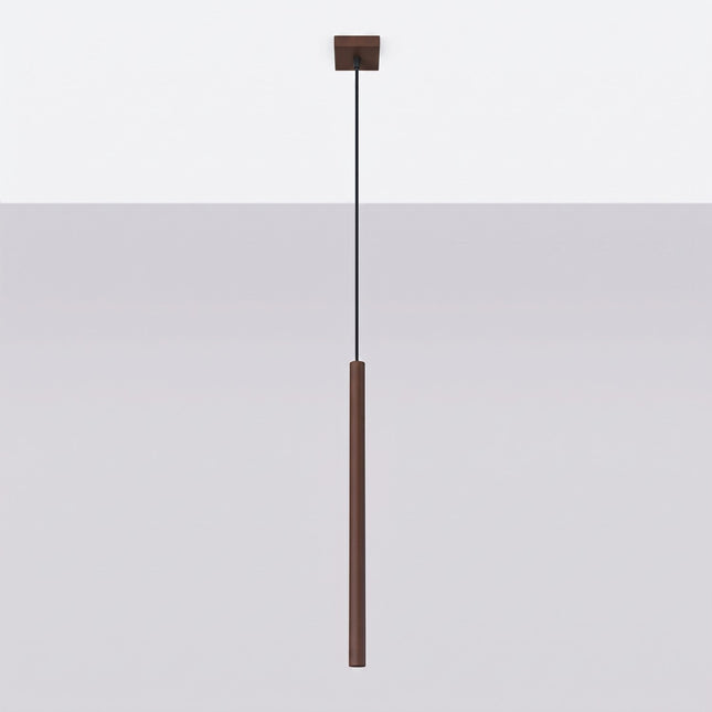 suspension halo 1 tube brun chocolat en acier, vue en situation
