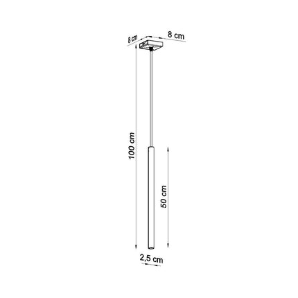 suspension halo 1 tube brun chocolat en acier, schéma de cotes