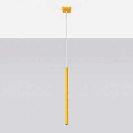 suspension halo 1 tube jaune ambré en acier, vue en situation