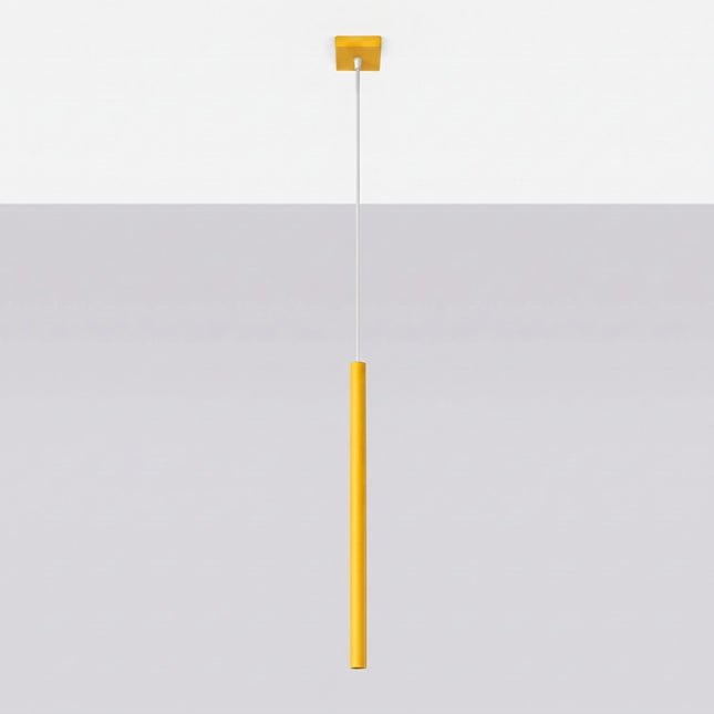 suspension halo 1 tube jaune ambré en acier, vue en situation