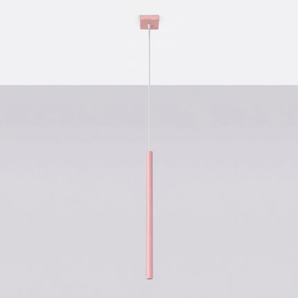 suspension halo 1 tube rose poudré en acier, vue en situation