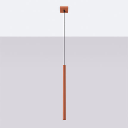 suspension halo 1 tube rouge ocre en acier, vue en situation