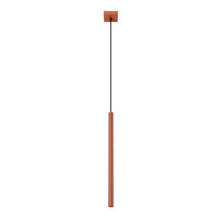 suspension halo 1 tube rouge ocre en acier, packshot sur fond blanc