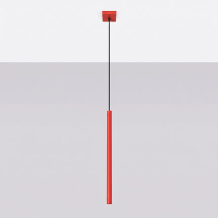 suspension halo 1 tube rouge vif en acier, vue en situation