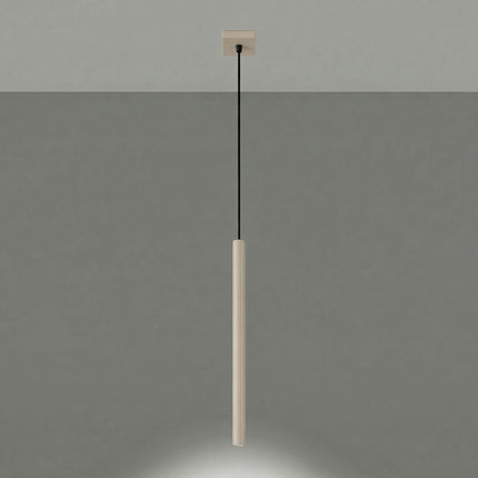 suspension halo 1 tube taupe en acier, lumière allumée