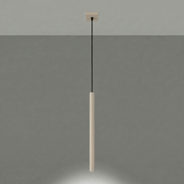 suspension halo 1 tube taupe en acier, lumière allumée