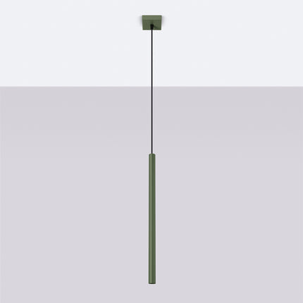 suspension halo 1 tube vert olive en acier, vue en situation