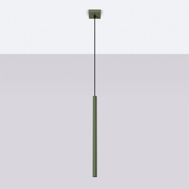 suspension halo 1 tube vert olive en acier, vue en situation