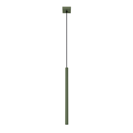 suspension halo 1 tube vert olive en acier, packshot sur fond blanc