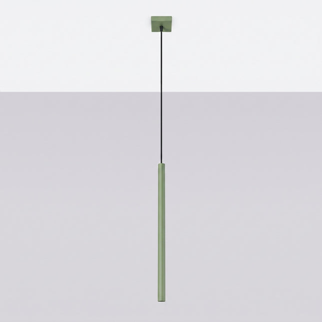 suspension halo 1 tube vert sauge en acier, vue en situation