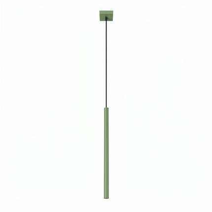 suspension halo 1 tube vert sauge en acier, packshot sur fond blanc