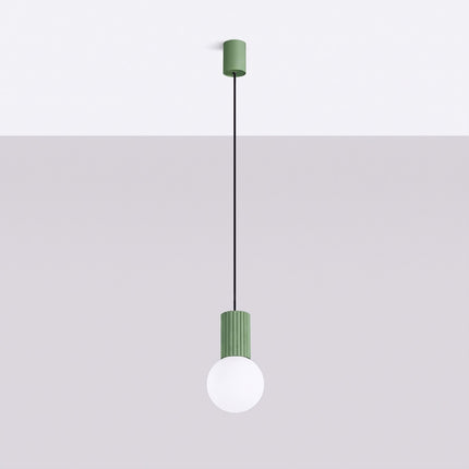 Suspension Halo 1 vert sauge, vue en situation sur fond clair