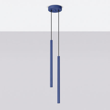 Suspension Halo 2 double tube acier bleu outremer, vue en situation