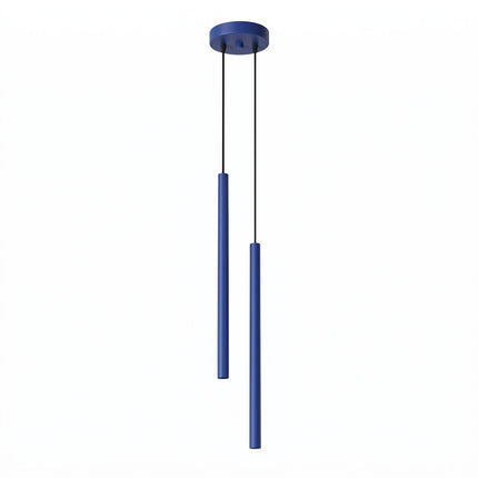 Suspension Halo 2 double tube acier bleu outremer, packshot sur fond blanc