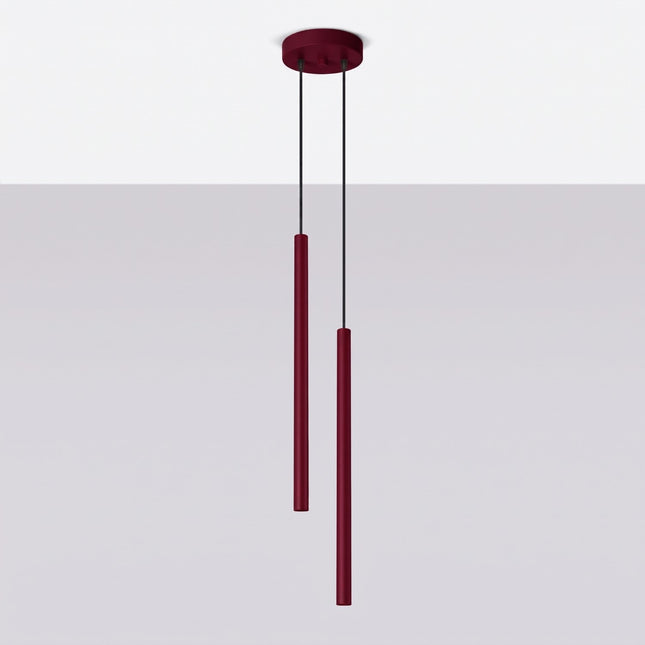 Suspension Halo 2 double tube acier bordeaux, vue en situation