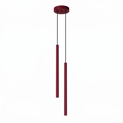 Suspension Halo 2 double tube acier bordeaux, packshot sur fond blanc