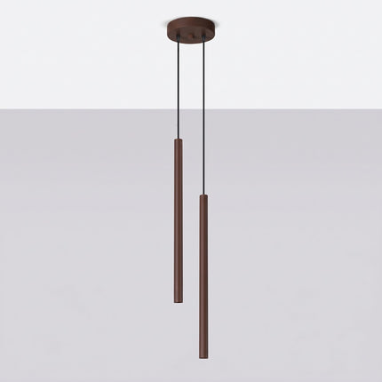 Suspension Halo 2 double tube acier brun chocolat, vue en situation