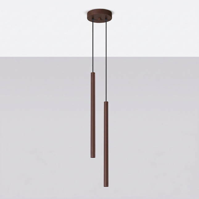 Suspension Halo 2 double tube acier brun chocolat, vue en situation